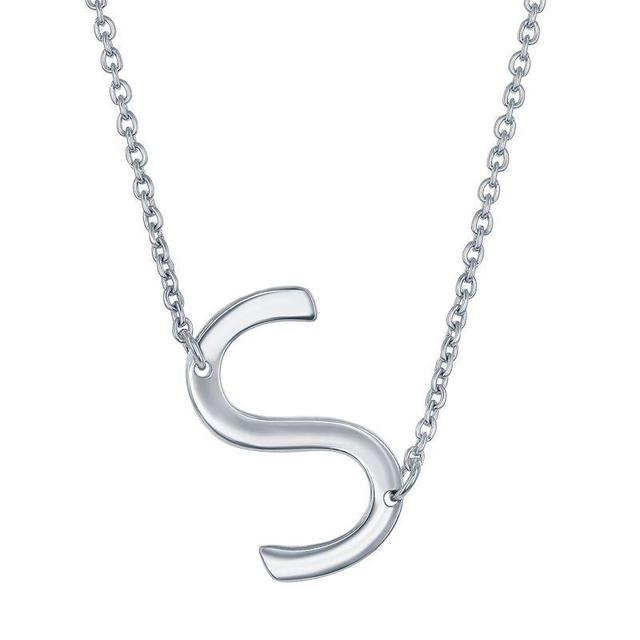 Silver Tone Sideways Initial Necklace Product Image