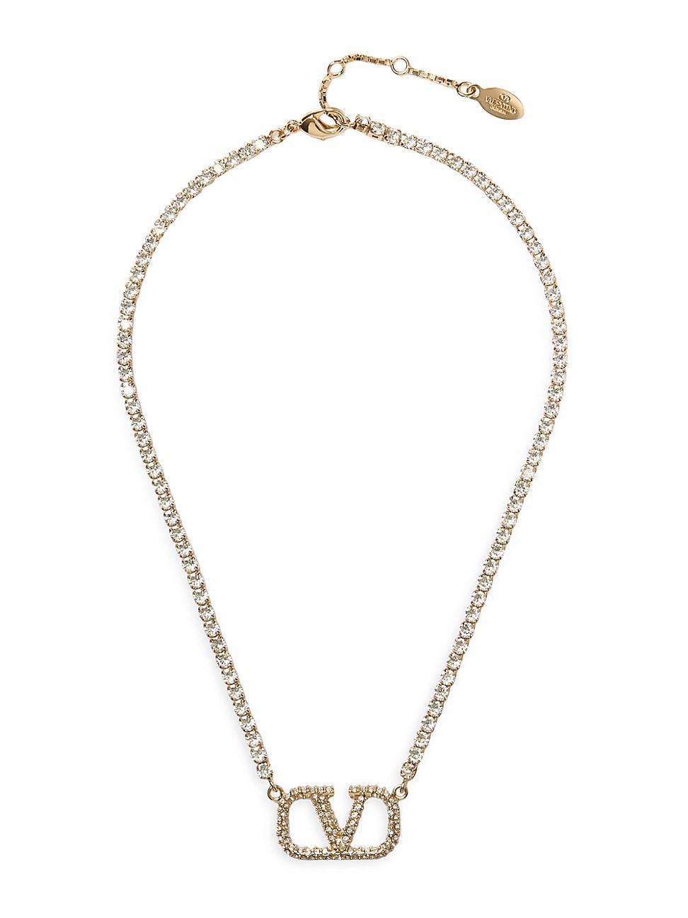 Womens V-Logo Signature Metal and Swarovski Crystal Necklace Product Image