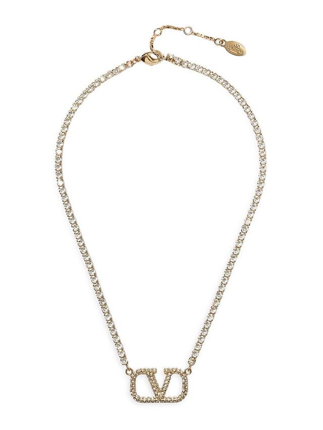 Womens V-Logo Signature Metal and Swarovski Crystal Necklace Product Image