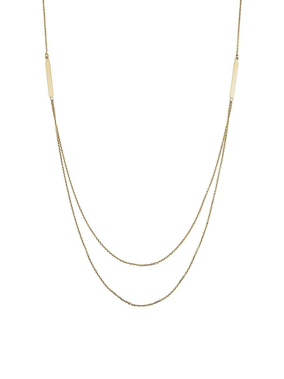 Womens 14K Yellow Solid Gold Brooklyn Bar Layered Necklace Product Image