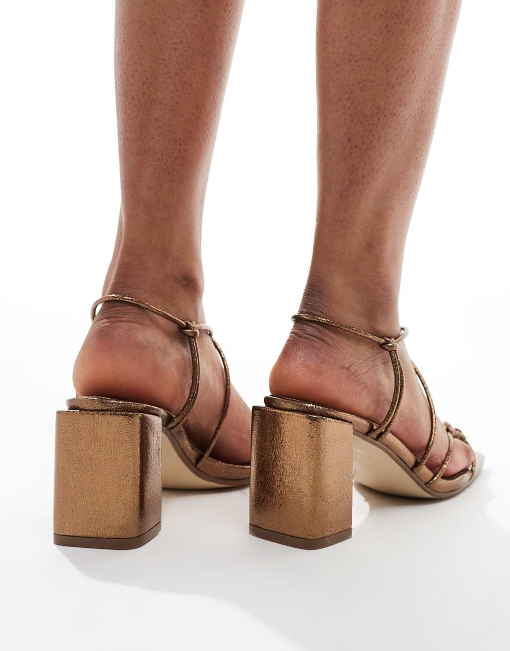 Public Desire Taryn strappy block heel sandals in bronze Product Image