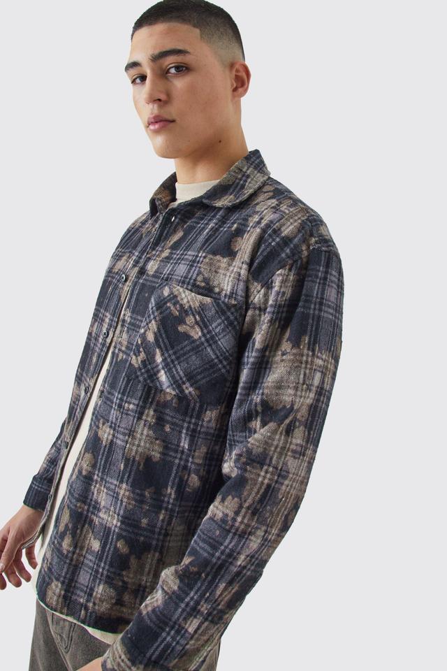 Boxy Washed Checked Shirt | boohooMAN USA Product Image