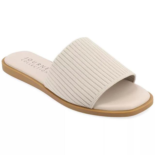 Journee Collection Prisilla Womens Tru Comfort Foam Linen Slip On Slide Sandals Beig/Green Product Image