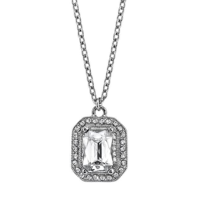 1928 Rectangle Halo Pendant Necklace, Womens White Product Image