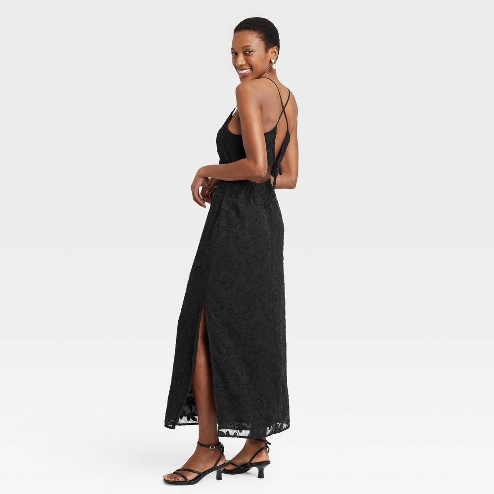 Womens Jacquard Maxi Slip Dress - A New Day Black XS product image