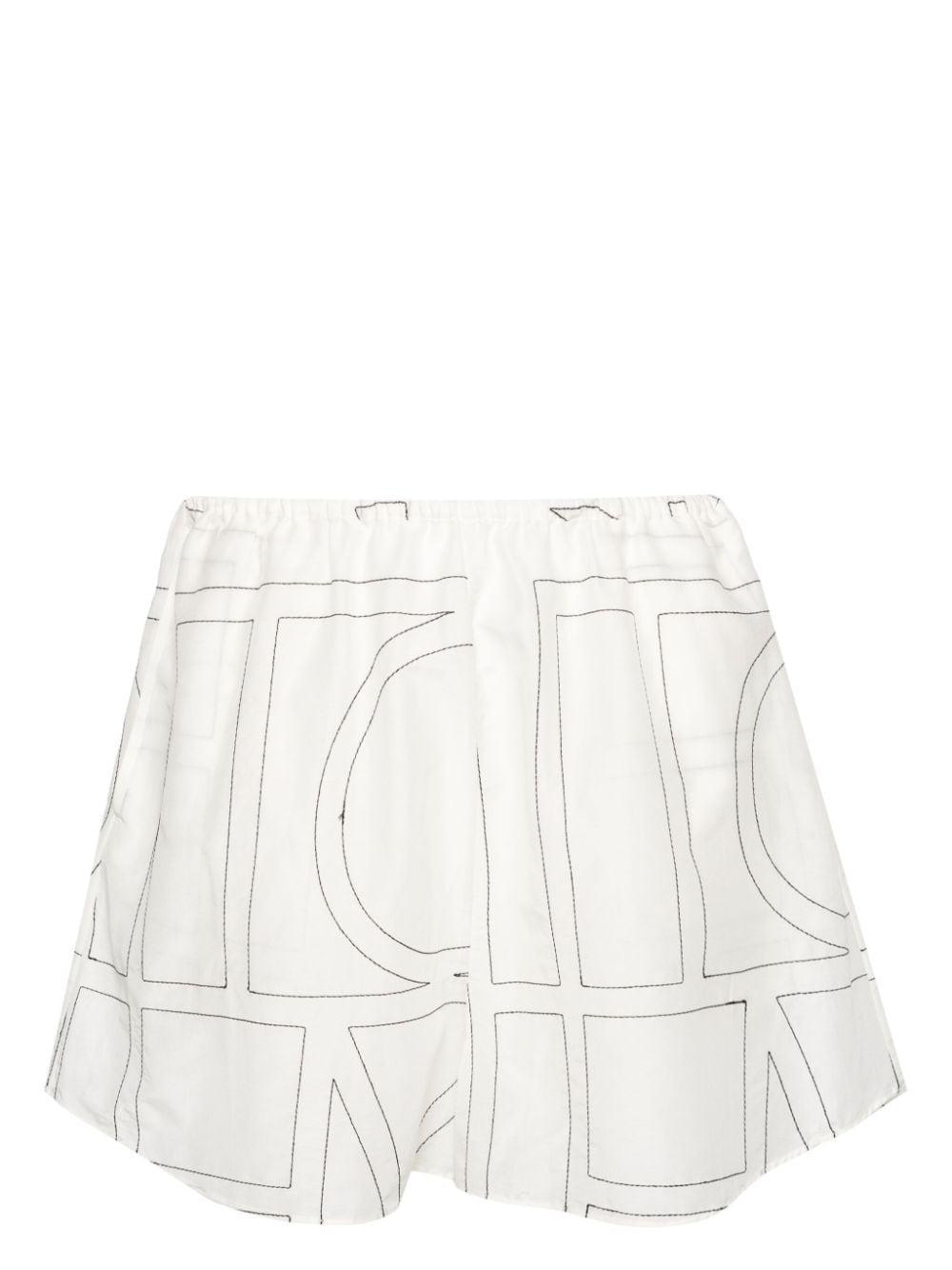 TOTÊME Monogram-embroidered Pyjama Shorts In White Product Image