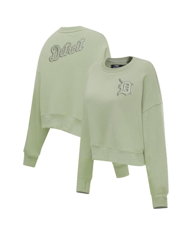 Pro Standard Womens Green Detroit Tigers Neutral Oversized Boxy Cropped Pullover Sweatshirt Product Image