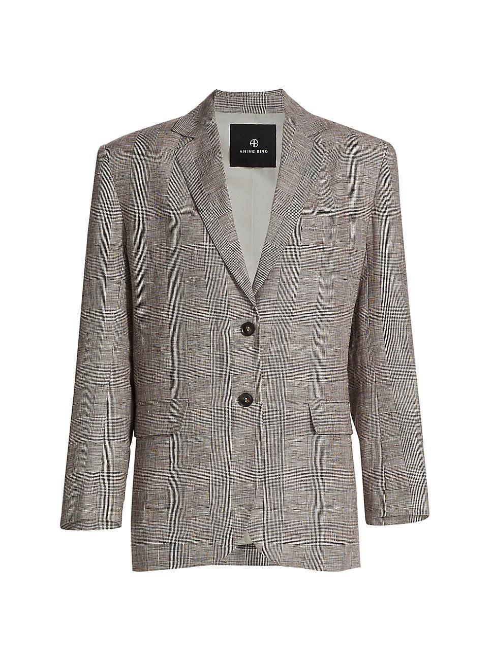 Womens Quinn Plaid Linen Blazer Product Image