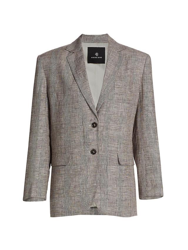 Womens Quinn Plaid Linen Blazer Product Image