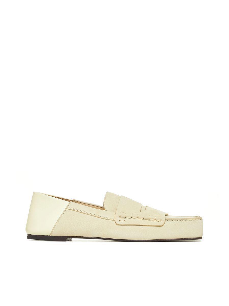 JACQUEMUS Carre' Leather Loafers In Pale Yellow Product Image