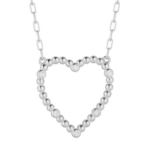 Sunkissed Sterling Cubic Zirconia Open Heart Necklace, Womens, Silver Tone Product Image