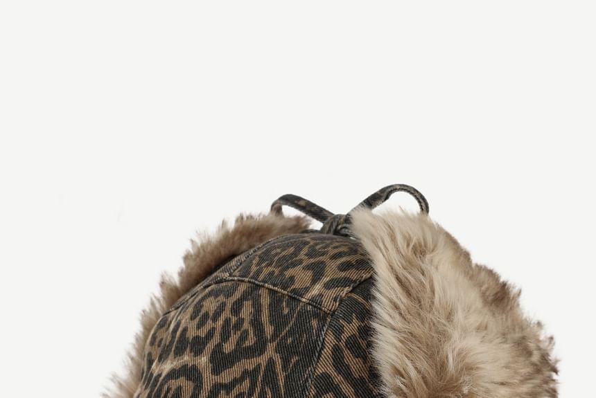 Leopard Print Fleece Cap Product Image