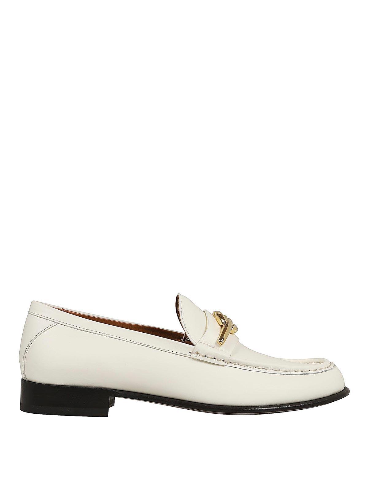 Logo Leather Loafers In White Product Image