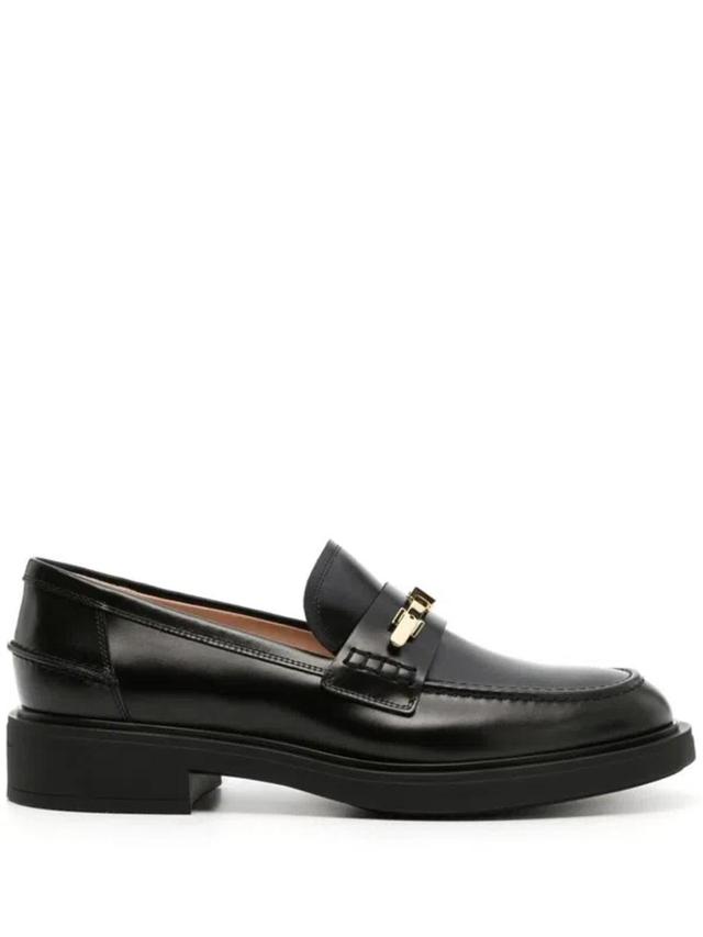 GIANVITO ROSSI Buckle-detail Leather Loafers In Black Product Image