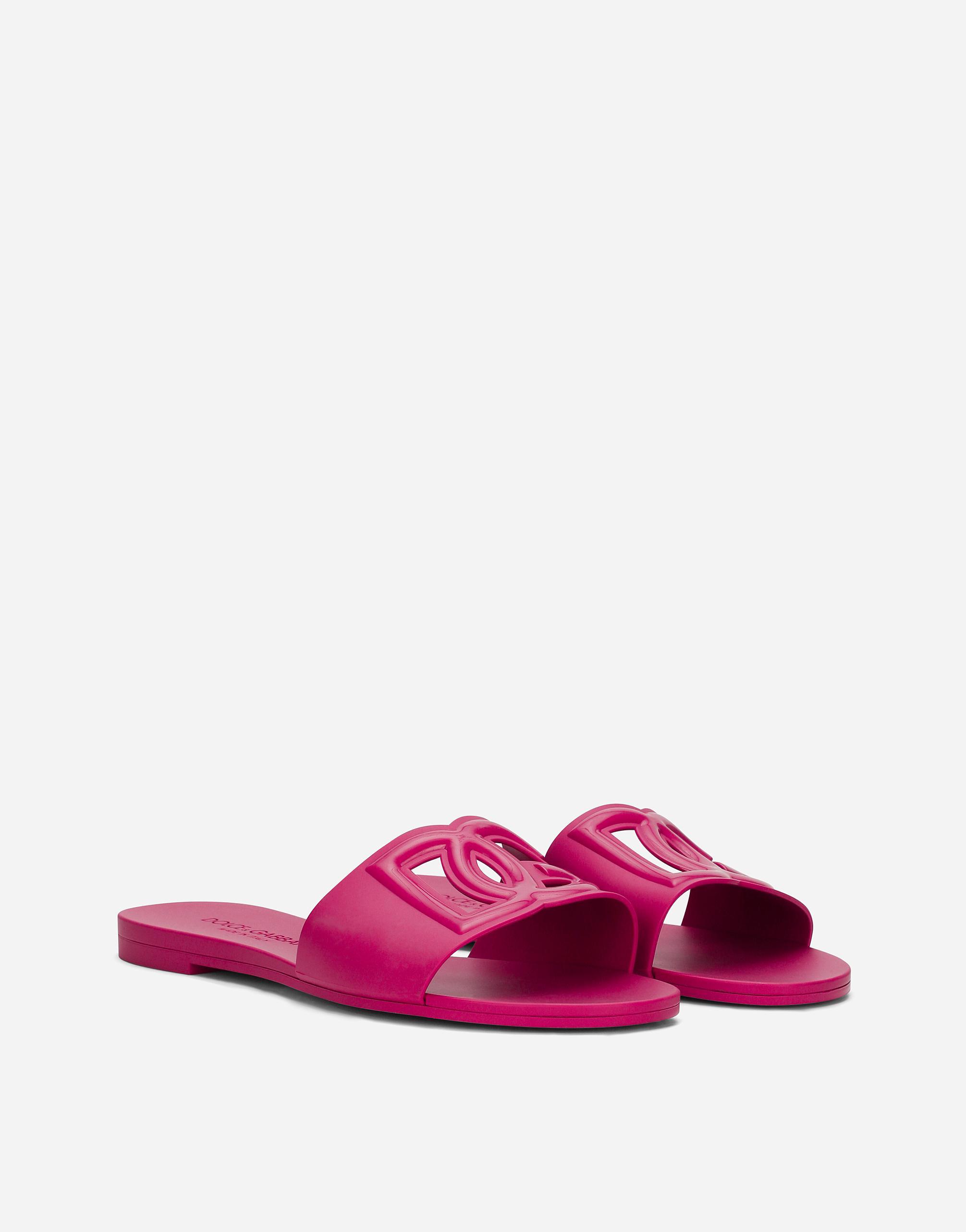 DOLCE & GABBANA Rubber Beachwear Sliders In Fucsia Product Image