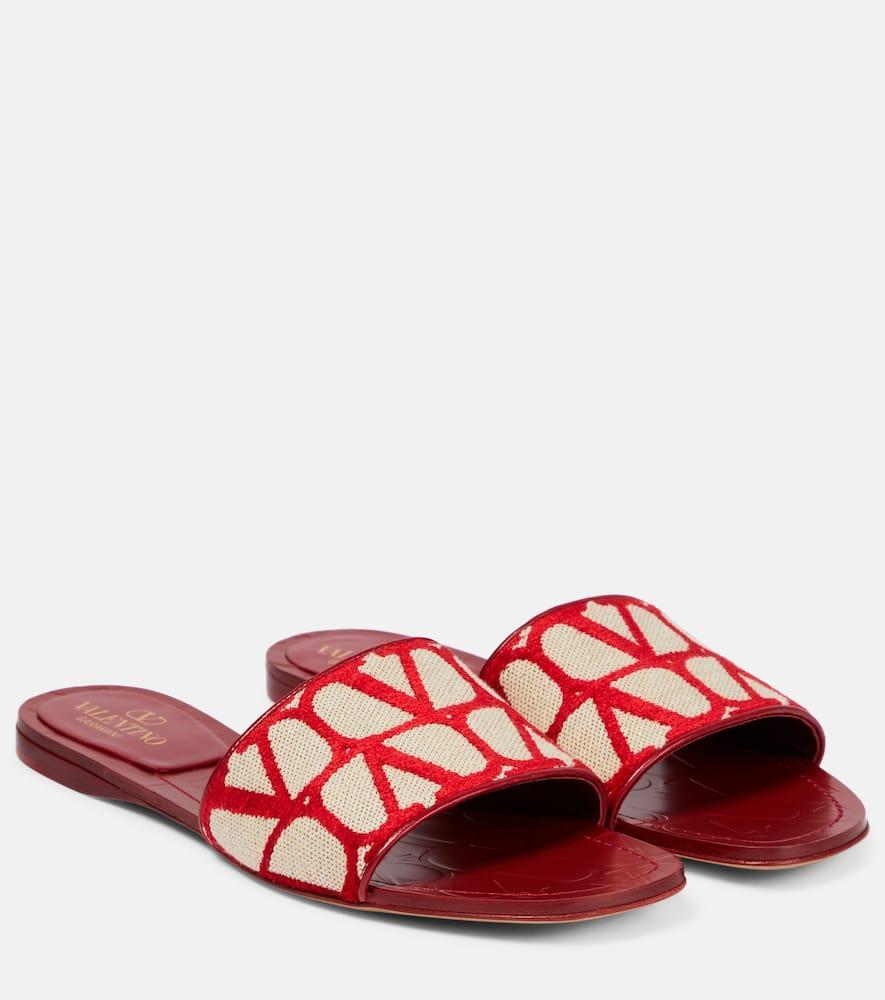 VALENTINO GARAVANI Toile Iconographe Canvas Slide In Red Product Image