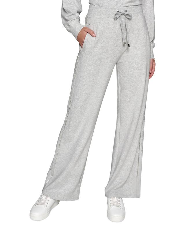 Karl Lagerfeld Paris Womens Rhinestone-Logo Pants Product Image