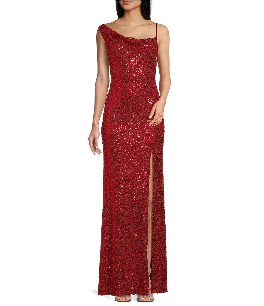 Next Up One Shoulder Drape Neck Fully Lined Dress Product Image