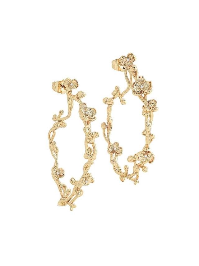 Womens Orchid 18K Gold-Plated & Cubic Zirconia Hoop Earrings Product Image