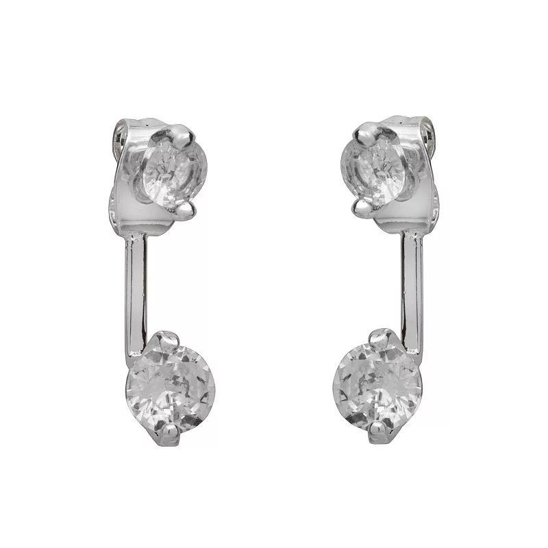 Emberly Silver Tone Backpost Lor Earrings, Womens, Clear Product Image