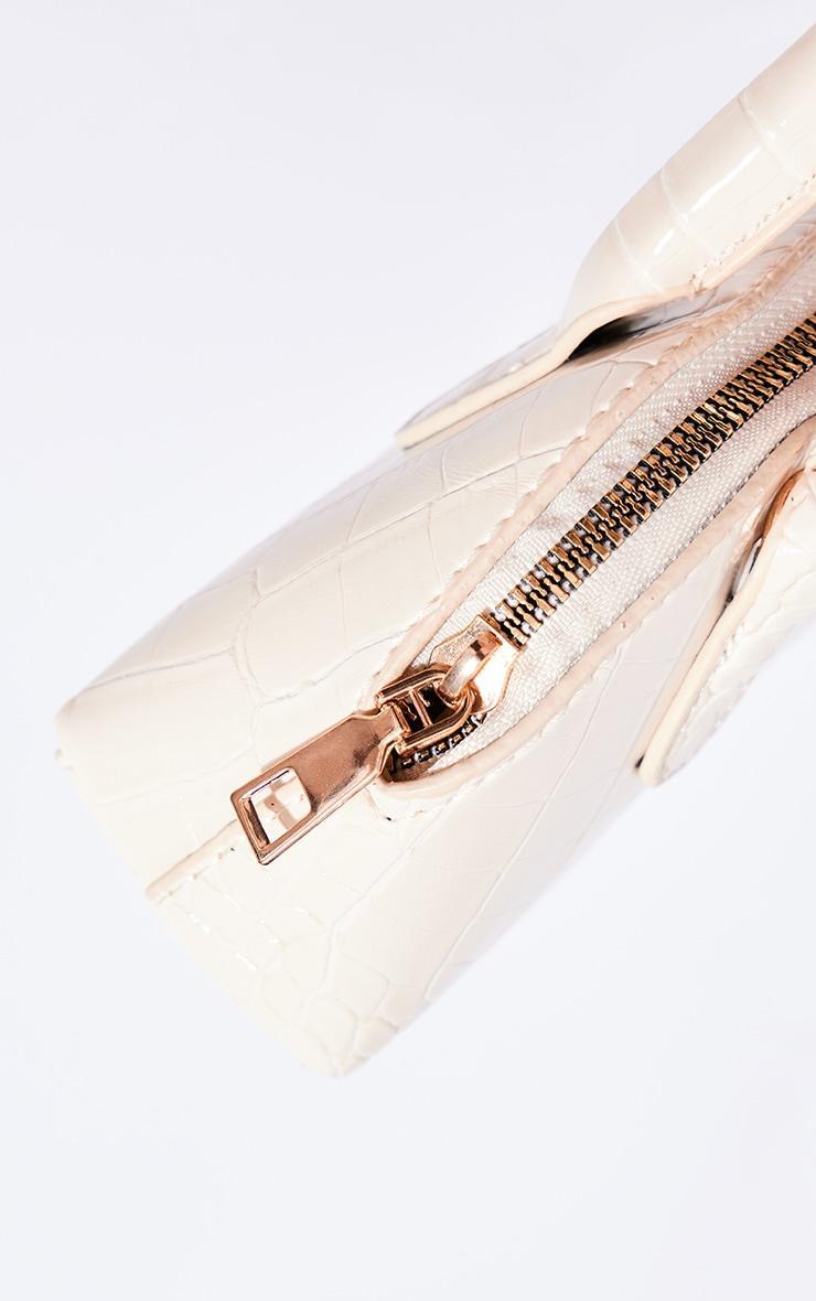 Cream Croc Textured Curved Cross Body Bag Product Image