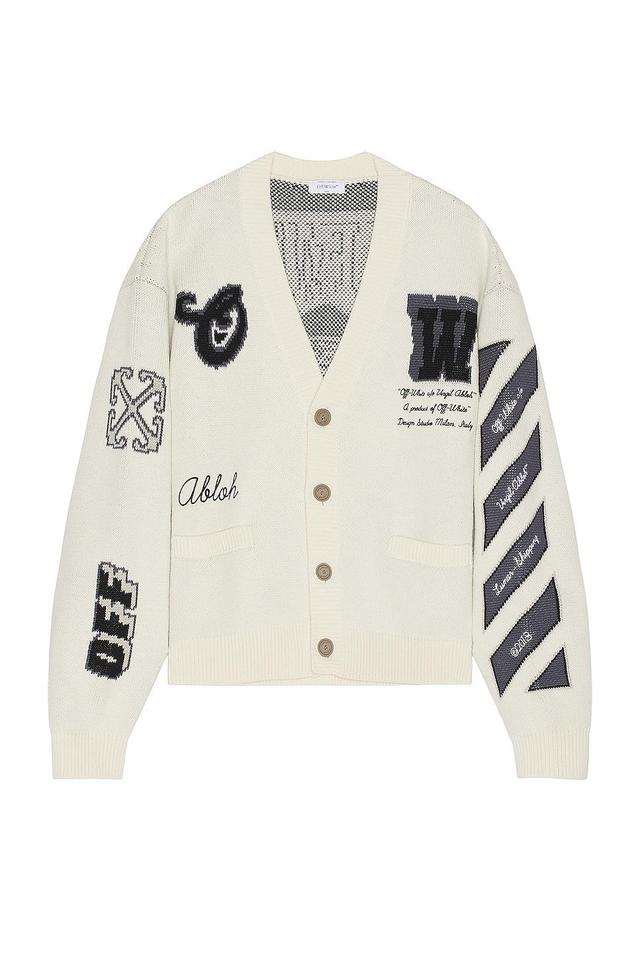 OFF-WHITE Moon Varsity Knit Cardigan in Beige - Beige. Size M (also in L). Product Image