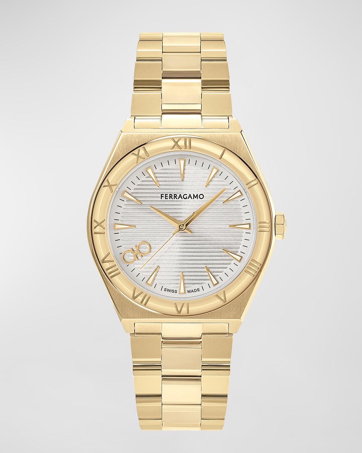 Mens Vega Upper East IP Yellow Gold Stainless Steel Bracelet Watch/40MM Product Image