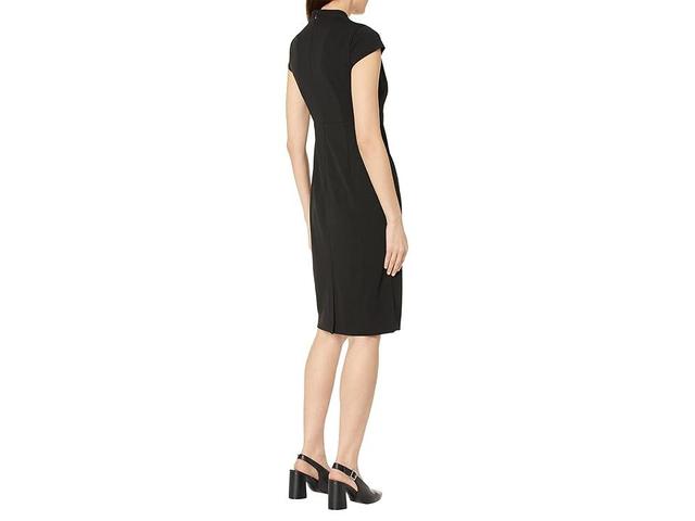 Calvin Klein Short Sleeve Split V-Neck Scuba Crepe Sheath Dress -  8 Product Image