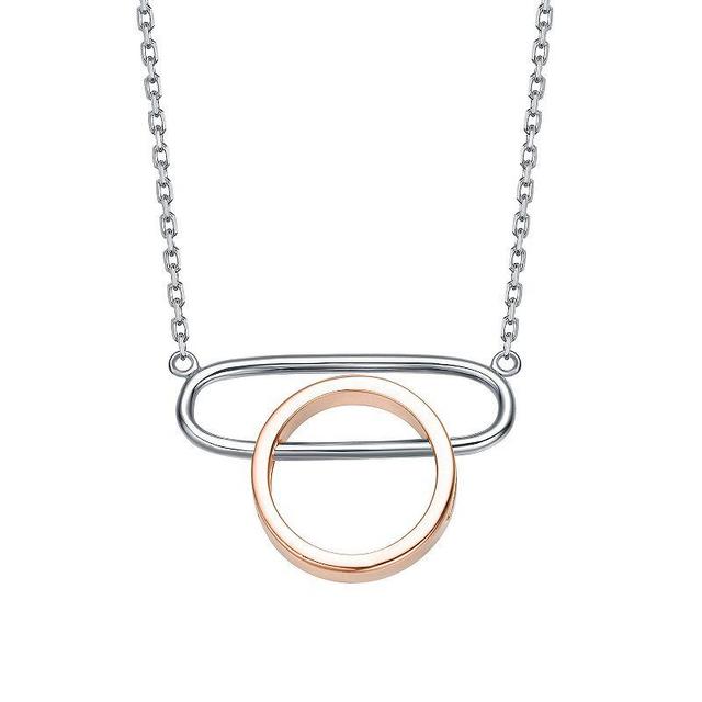 Two Tone Sterling Silver Geometric Necklace, Womens Product Image