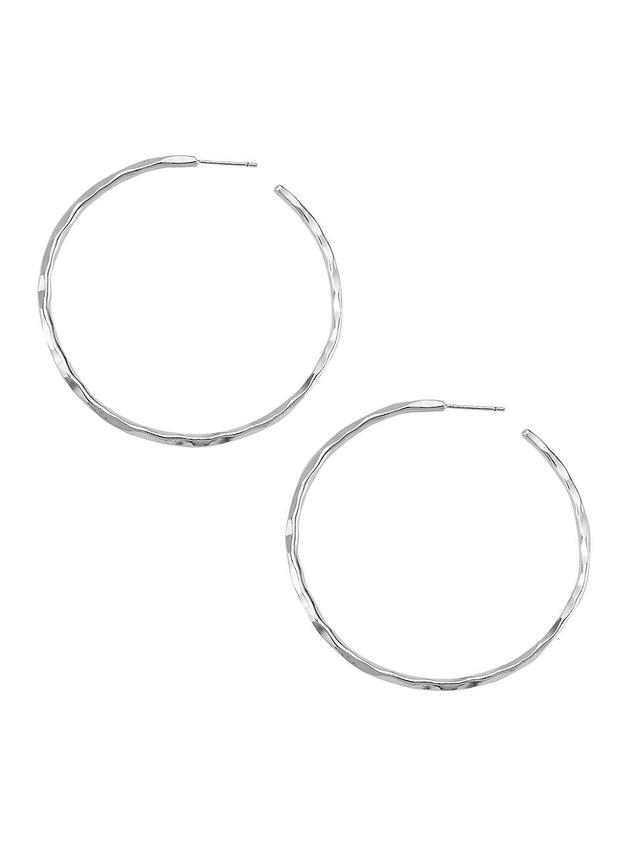 Womens 22K Gold-Plated Thin Hammered Sterling Silver Hoops Product Image