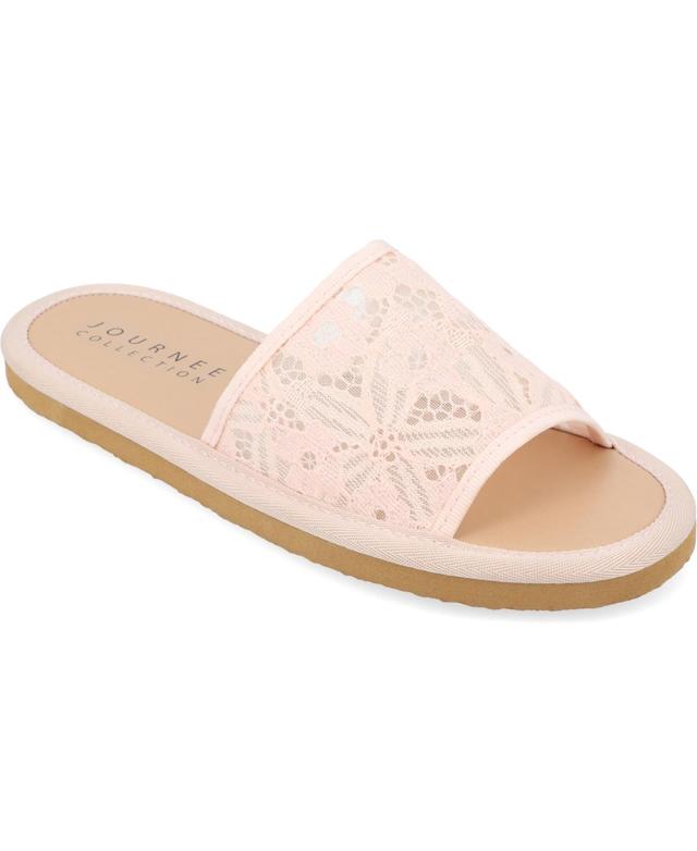 Journee Collection Womens Eniola Lace Flat Slide Sandals Product Image