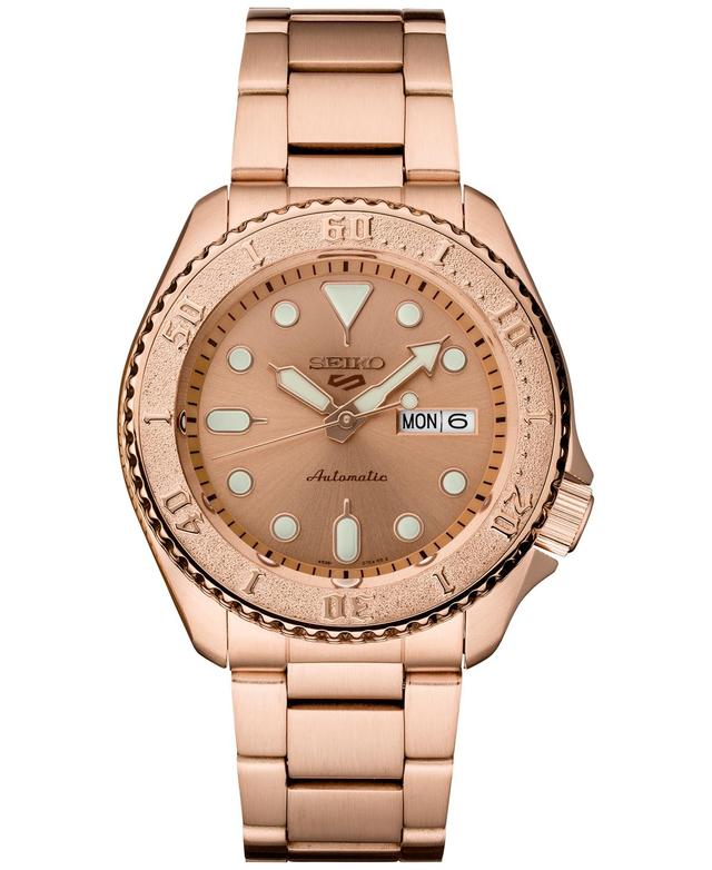 Seiko Mens Automatic 5 Sports Rose Gold-Tone Stainless Steel Bracelet Watch 43mm - Rose Gold Product Image