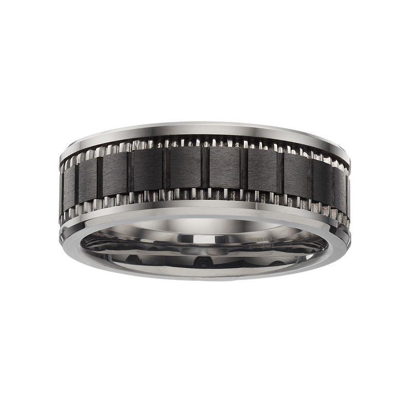 Stainless Steel & Black Ceramic Brick Band - Men, Mens Product Image