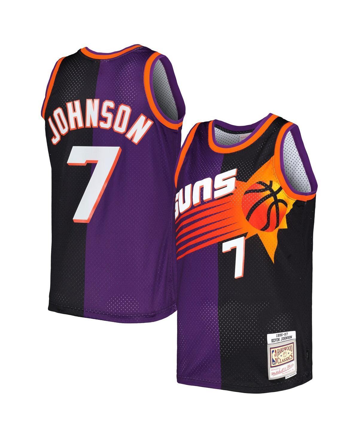 Mens Mitchell & Ness Kevin Johnson Purple, Black Phoenix Suns Hardwood Classics 1996-97 Split Swingman Jersey - Purple, Black Product Image