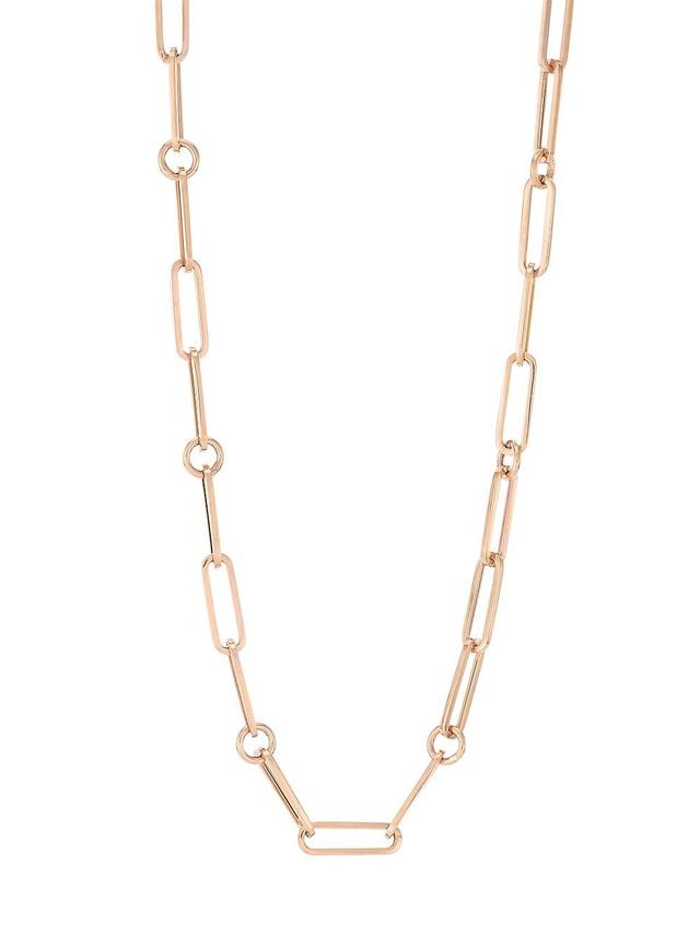 Womens 18K Rose Gold Paper Clip Chain Necklace, 17 Product Image