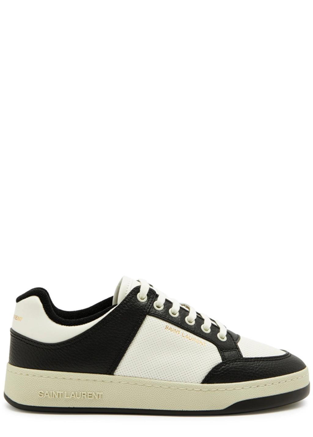 Sl61 Panelled Leather Sneakers In Black And White Product Image