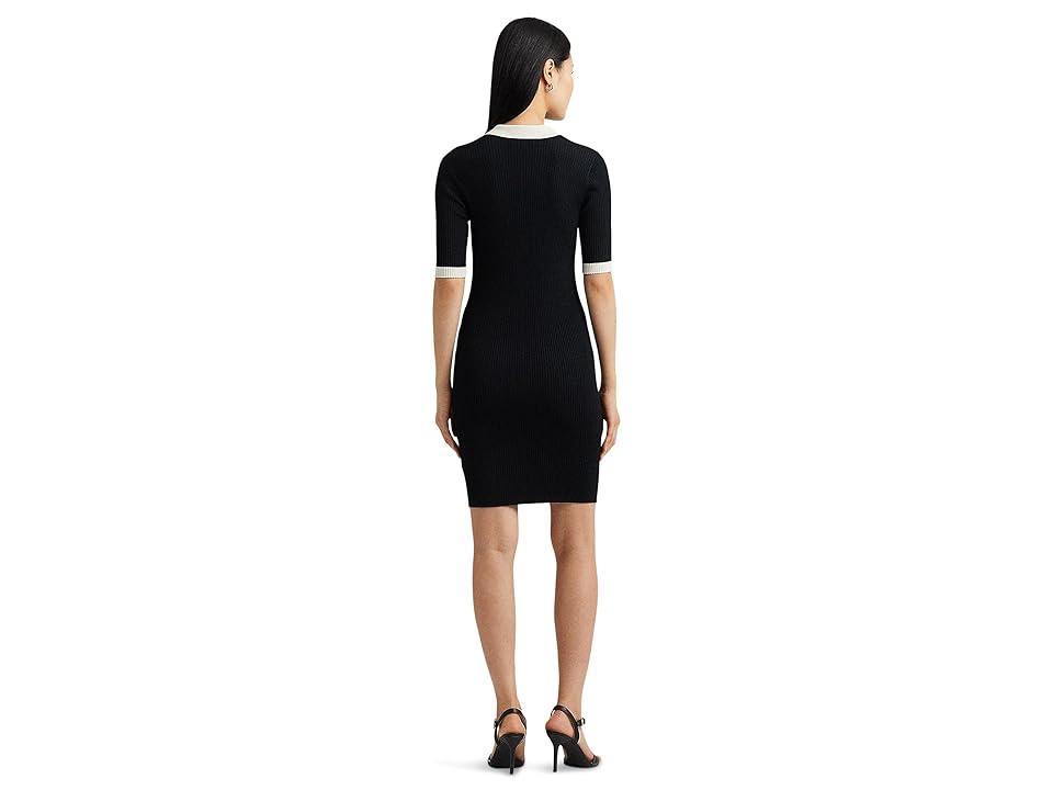 LAUREN Ralph Lauren Two-Tone Rib-Knit Polo Sweater Dress Women's Dress Product Image