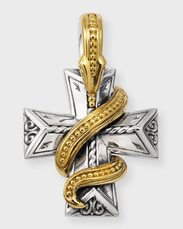 Mens Two-Tone Serpent Cross Pendant Product Image