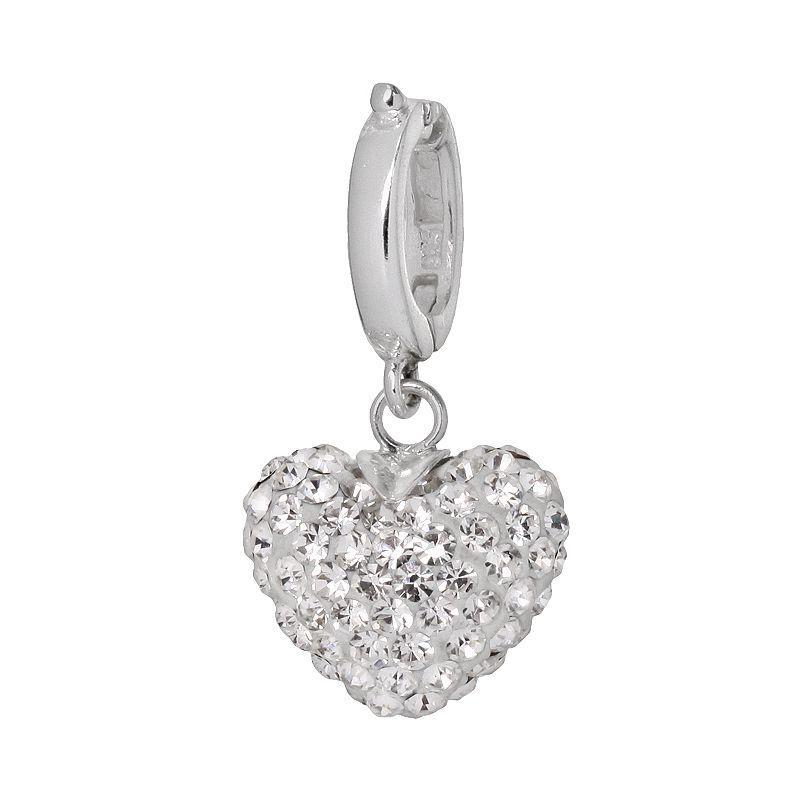 Individuality Beads Sterling Silver Crystal Heart Charm, Womens, White Product Image