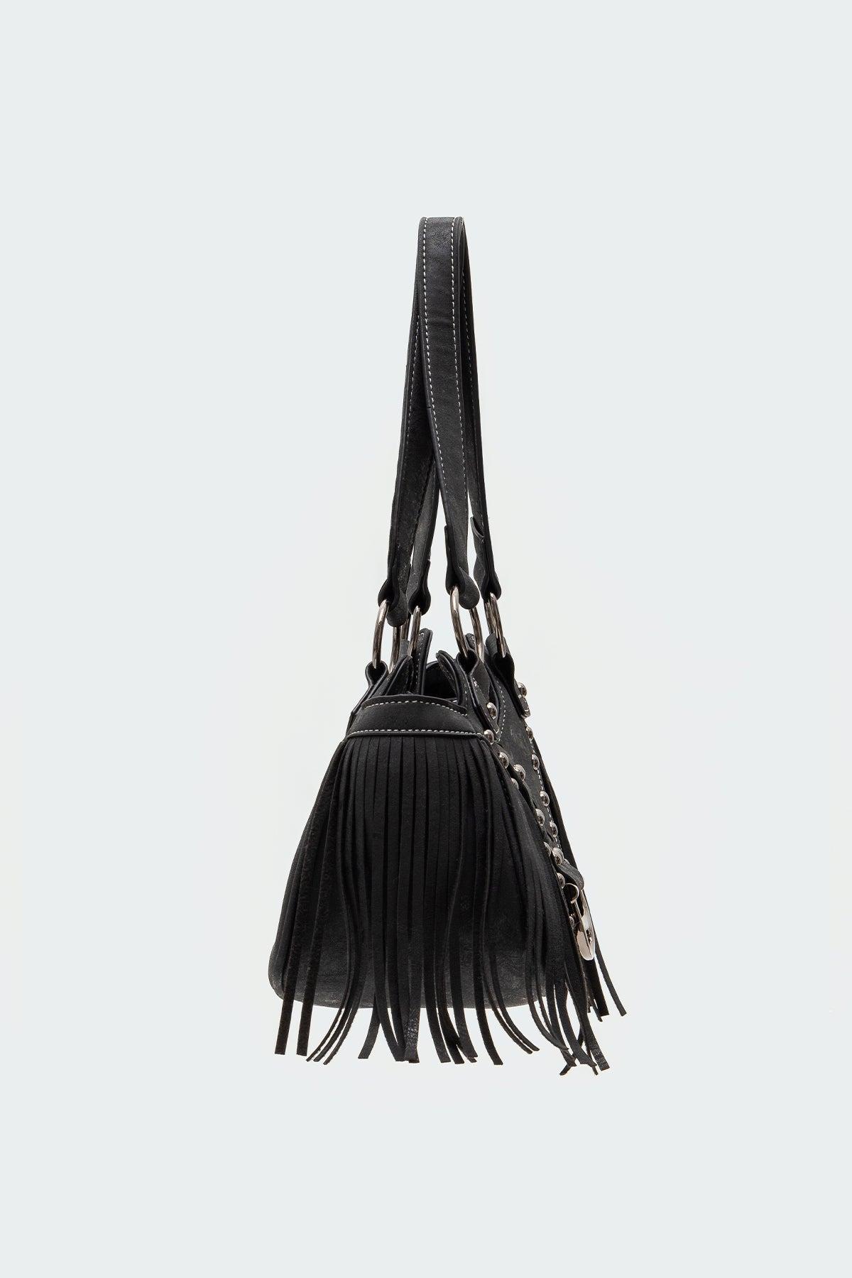 Shterna Fringed Faux Leather Sueded Bag Product Image