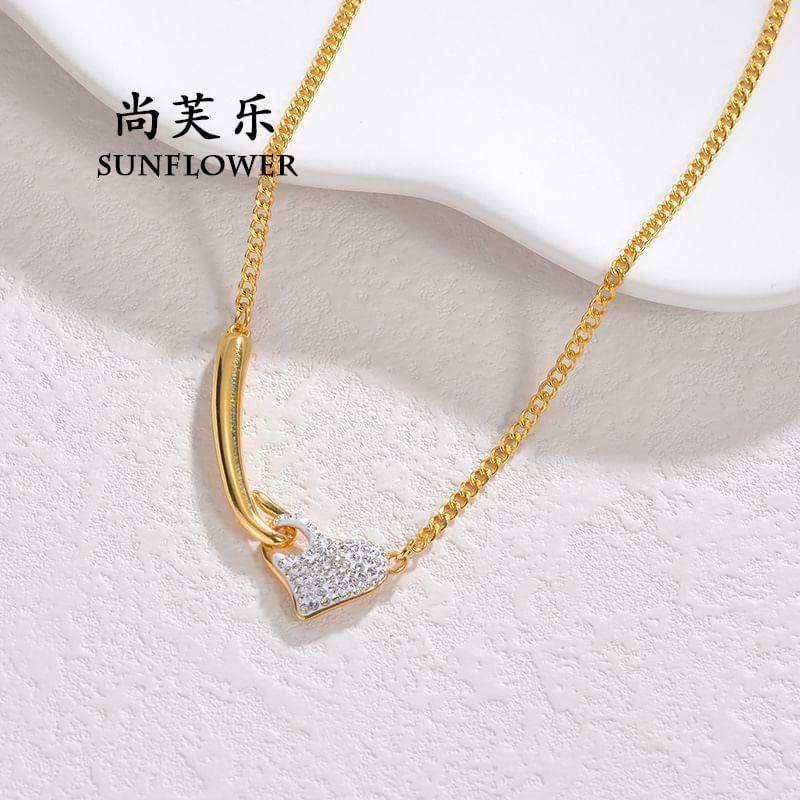 Heart Rhinestone Pendant Stainless Steel Necklace Product Image