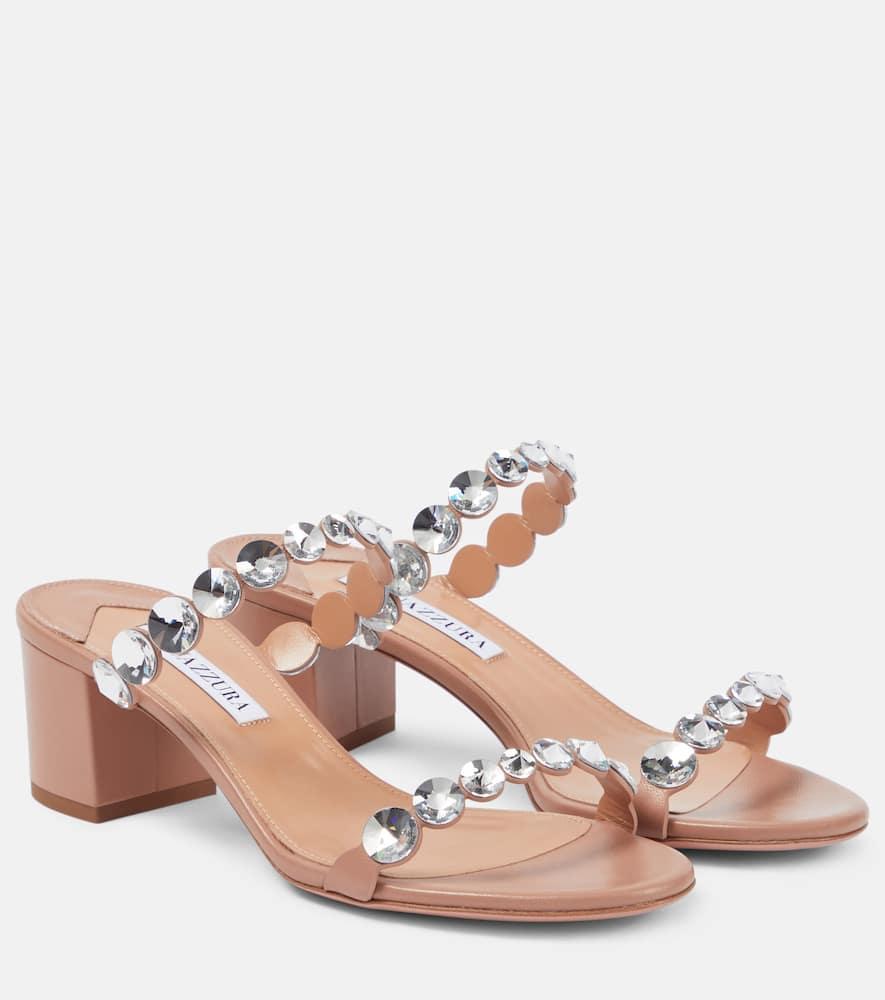 Tequila Embellished Leather Sandals In Brown Product Image