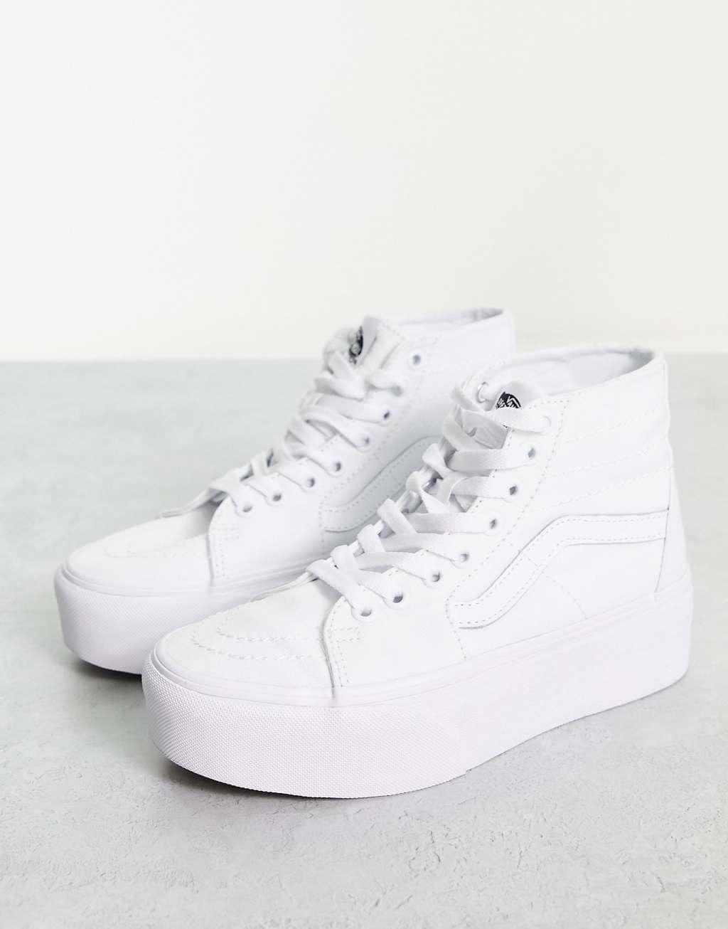 Vans Sk8-Hi Tapered Stackform platform sneakers in white Product Image