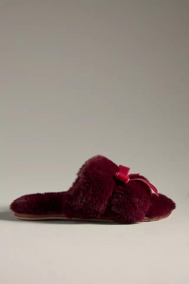 Maeve Faux-Fur Open-Toe Bow Slippers Product Image