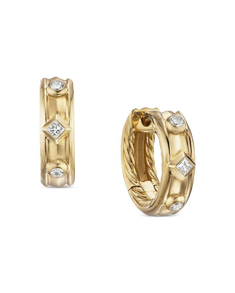 David Yurman 18K Yellow Gold Modern Renaissance Diamond Huggie Earrings Product Image