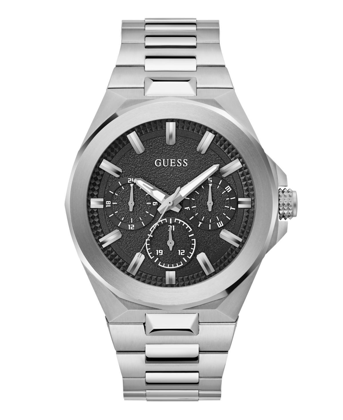 Guess Mens Multi-Function Silver Steel Watch 46mm - Silver Product Image