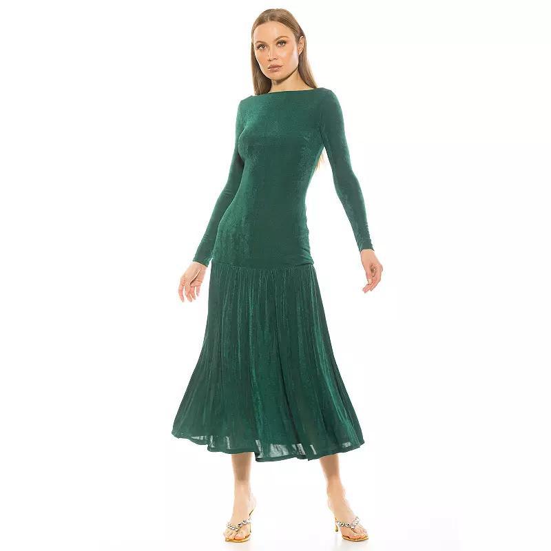 Womens ALEXIA ADMOR Khaite Long Sleeve Drop Waist Shirred Maxi Dress Product Image