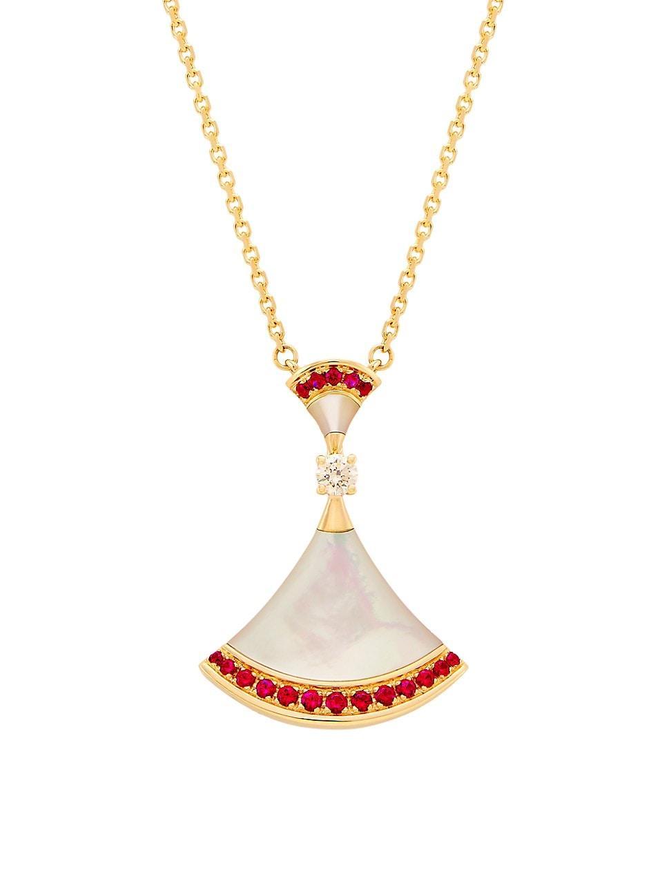 Womens Divas Dream 18K Rose Gold, Mother-Of-Pearl & Diamond Pendant Necklace Product Image