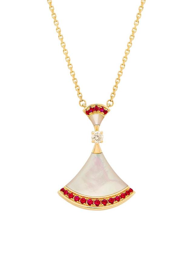 Womens Divas Dream 18K Rose Gold, Mother-Of-Pearl & Diamond Pendant Necklace Product Image