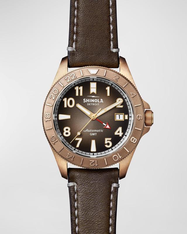 Mens Bronze Automatic GMT Watch with Leather and Nylon Straps Product Image